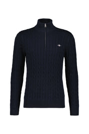 Strickpullover mit Zopfmuster - 433-EVENING BLUE - Blau