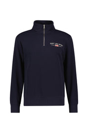 Sweatshirt mit Troyerkragen - 433-EVENING BLUE - Blau