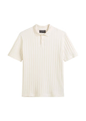 Strickpoloshirt aus Baumwolle - 101-egg white - Weiß