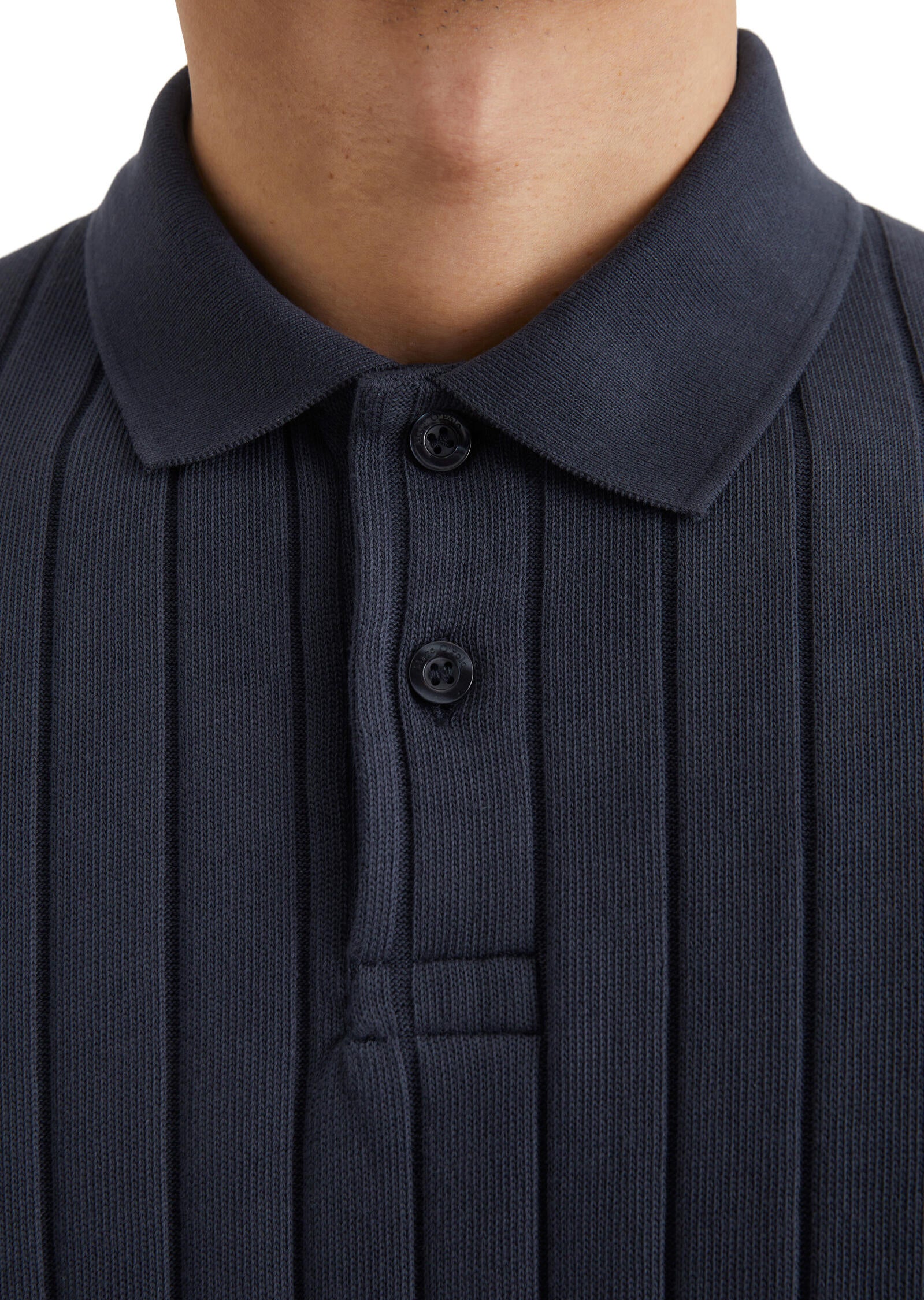 Strickpoloshirt aus Baumwolle - 898-dark navy - Blau