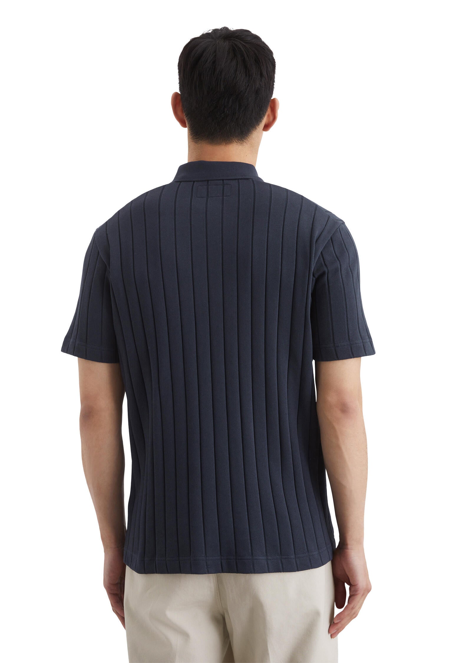 Strickpoloshirt aus Baumwolle - 898-dark navy - Blau