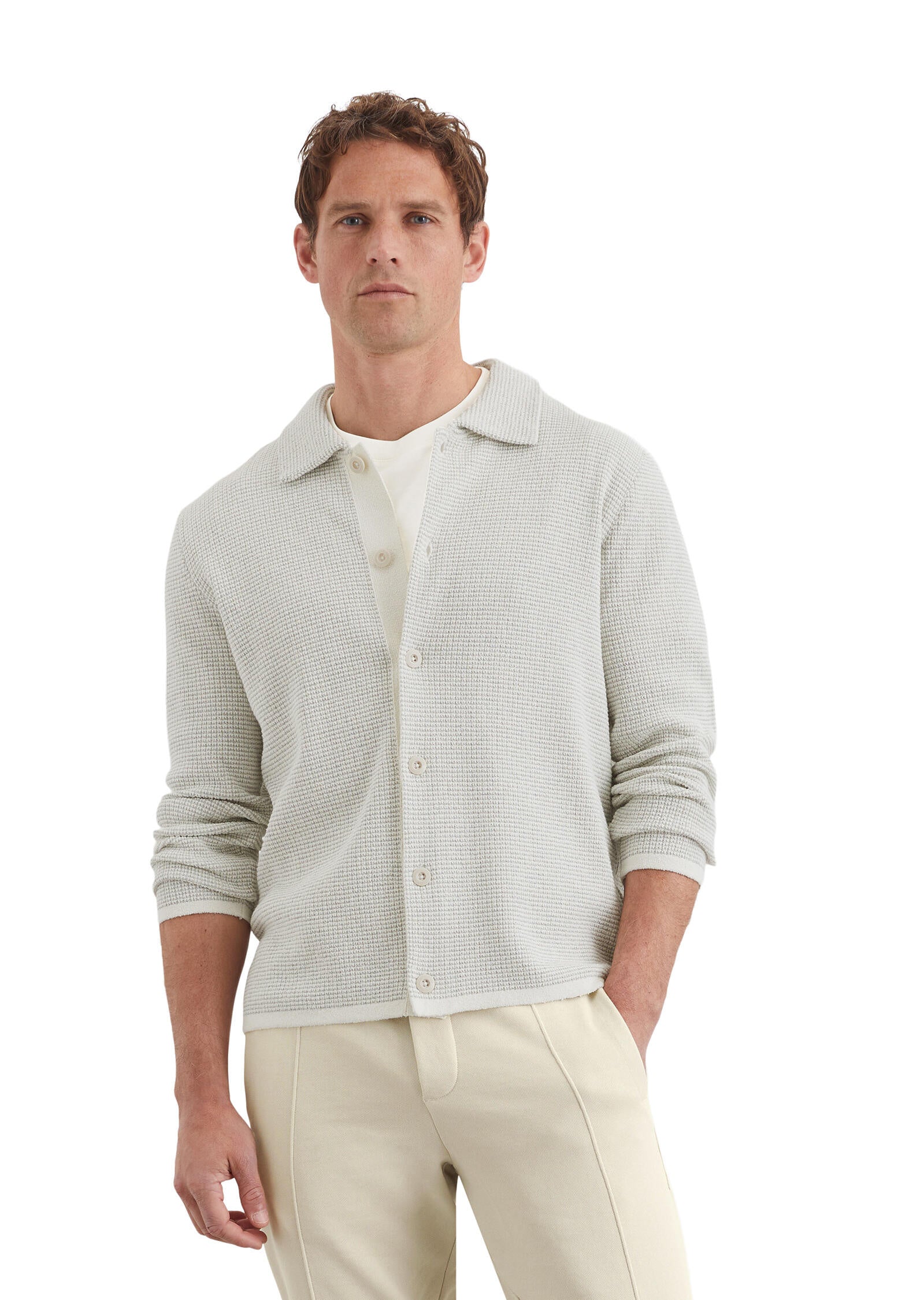 Strickcardigan aus Baumwollmix - 152-white cotton - Beige