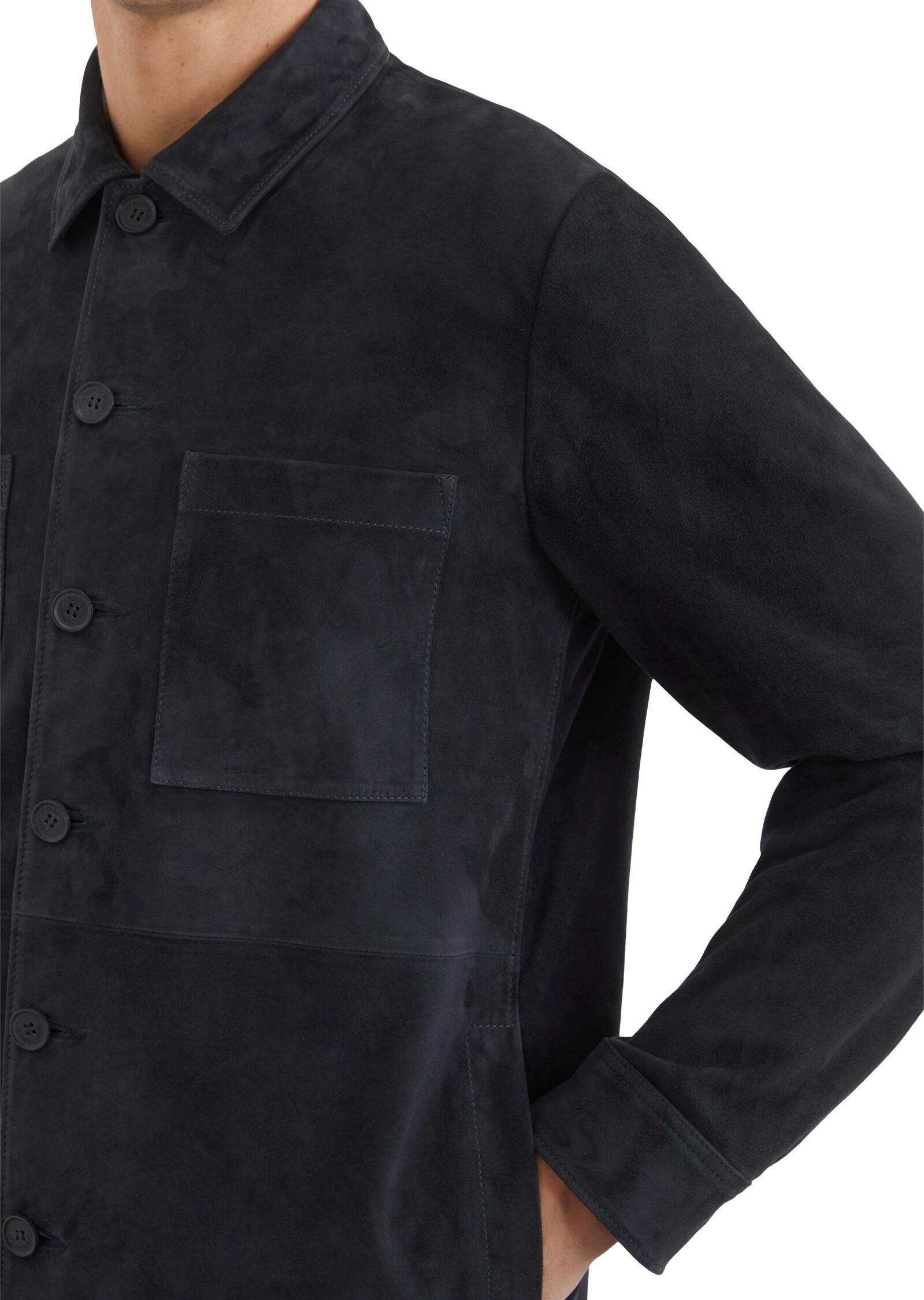 Lederjacke in Hemd-Optik - 898-dark navy - Blau