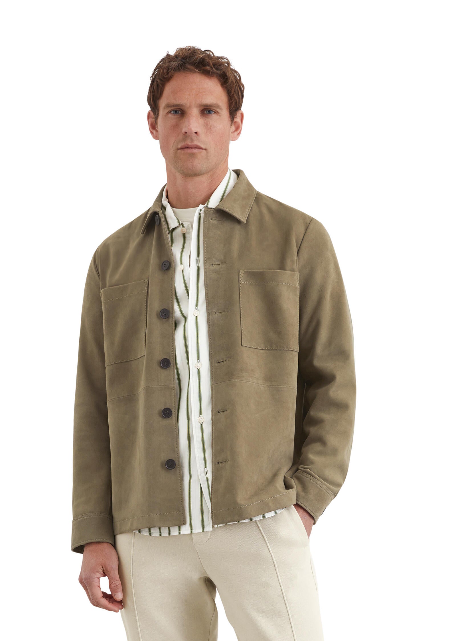 Lederjacke in Hemd-Optik - 734-coffee beans - Braun