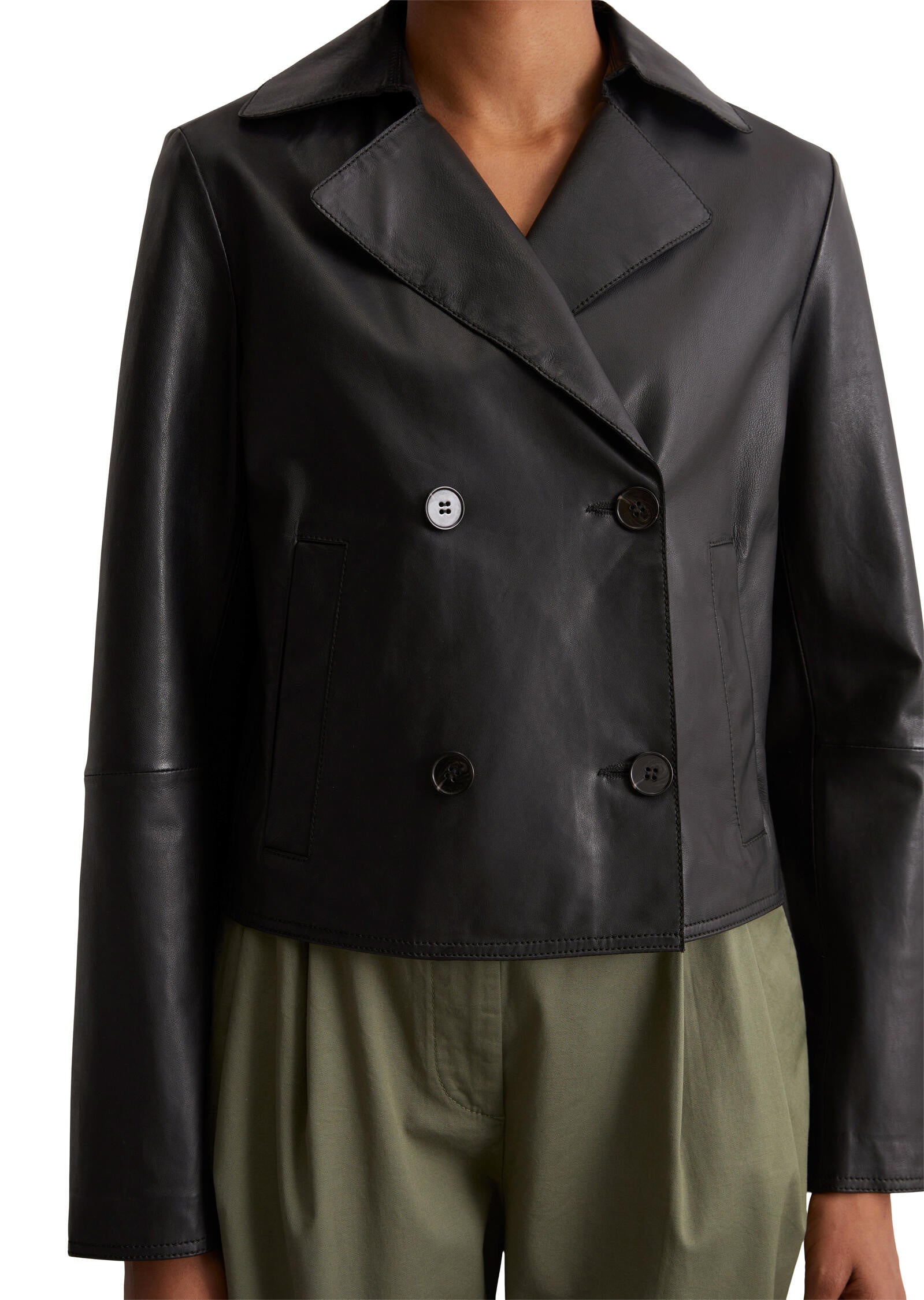 Lederjacke Regular Fit - 0001-Black - Schwarz