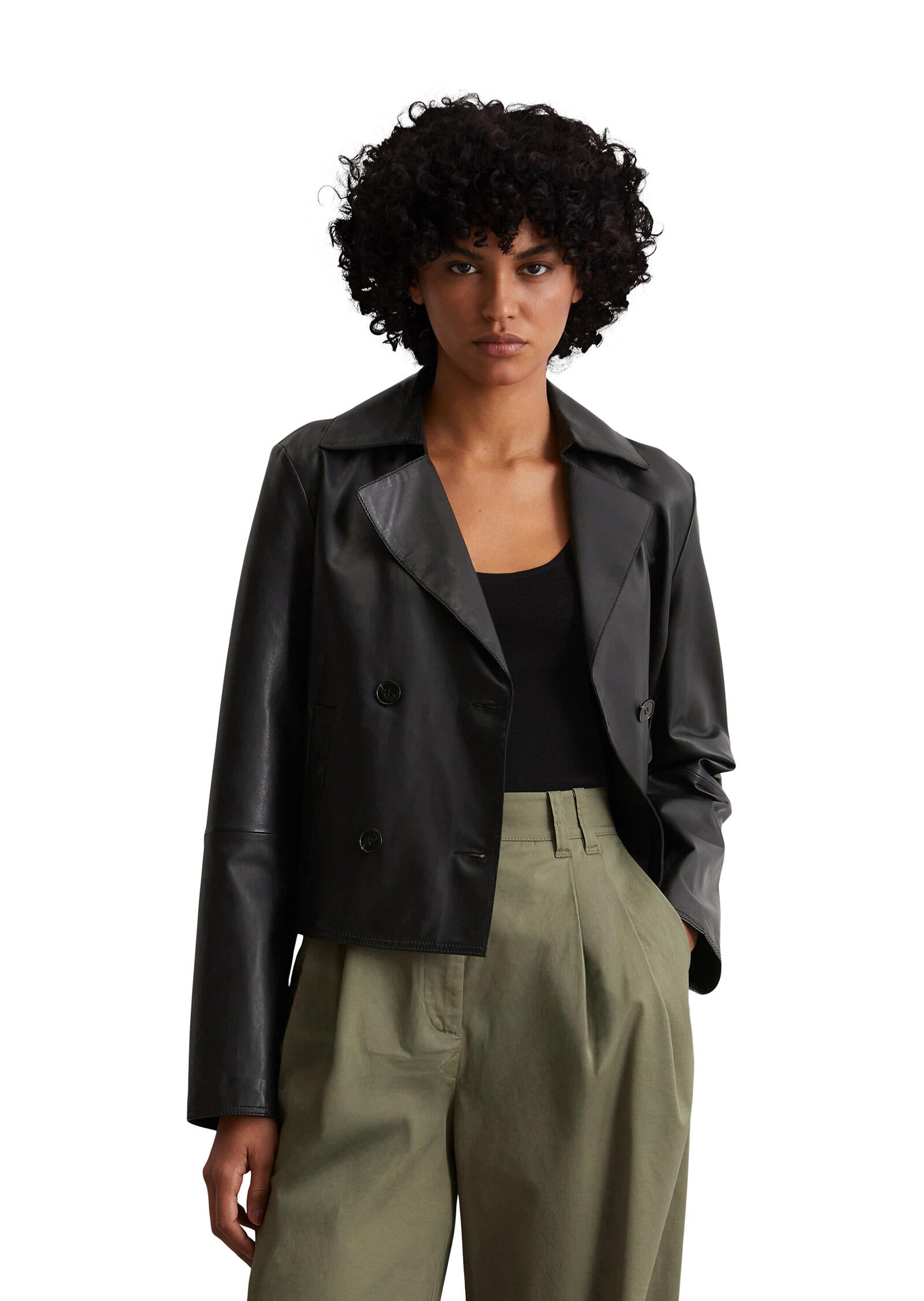 Lederjacke Regular Fit - 0001-Black - Schwarz