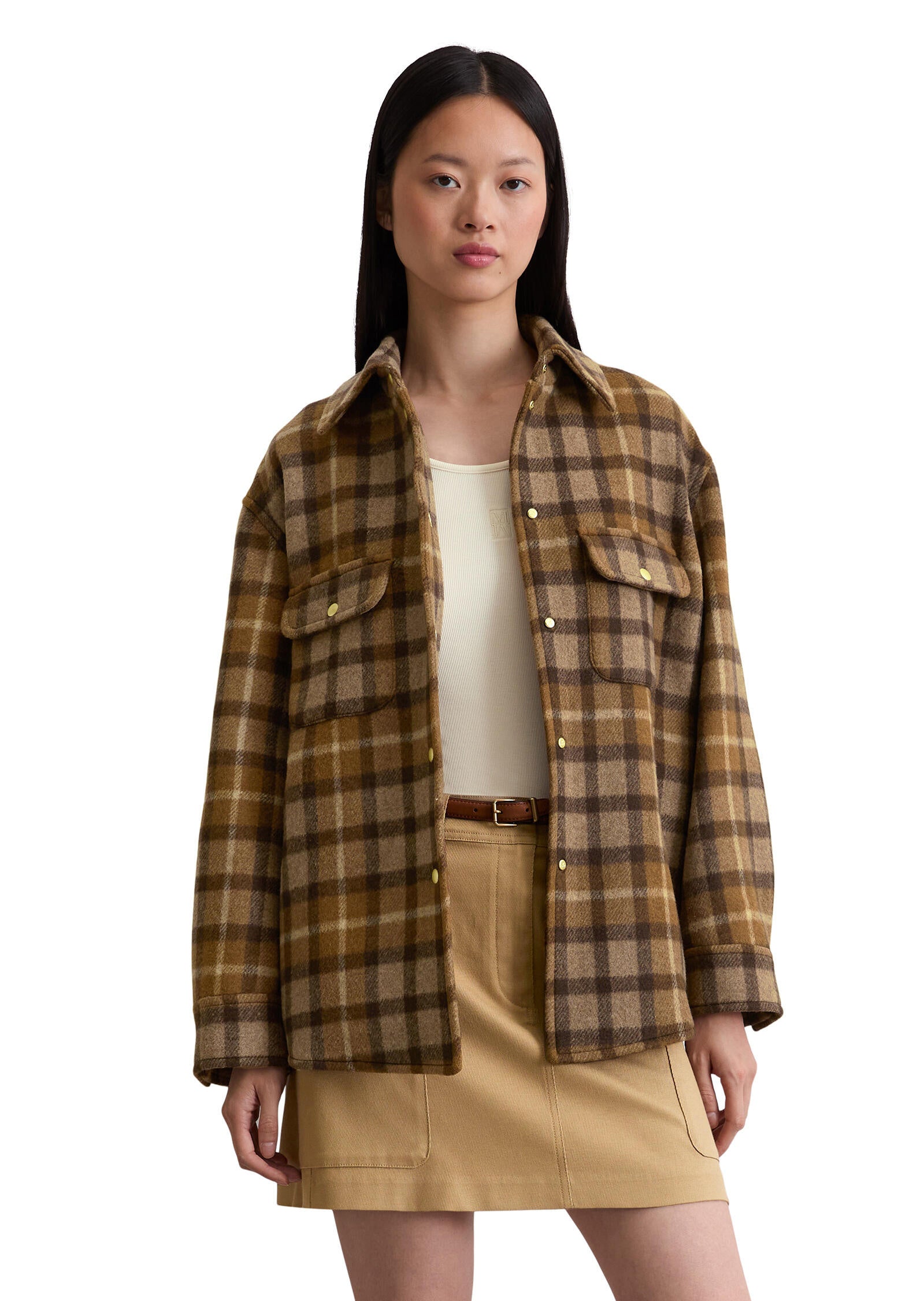 Overshirt Relaxed Fit aus Wollmix - K99-big check - Braun