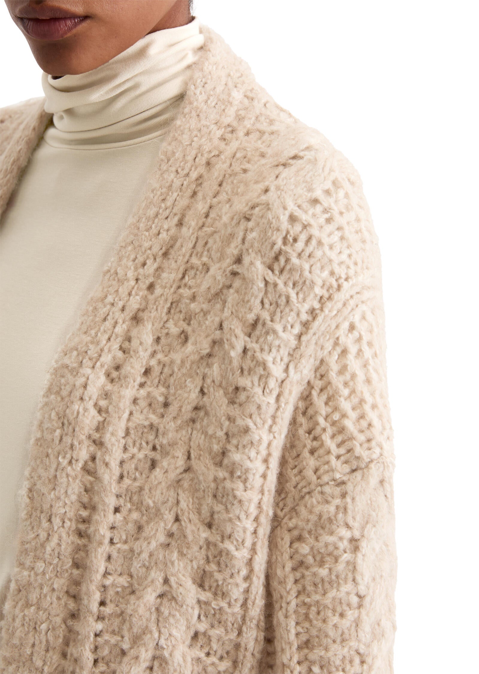 Oversize-Cardigan aus Alpakawolle-Mix - 174-natural stone - Weiß