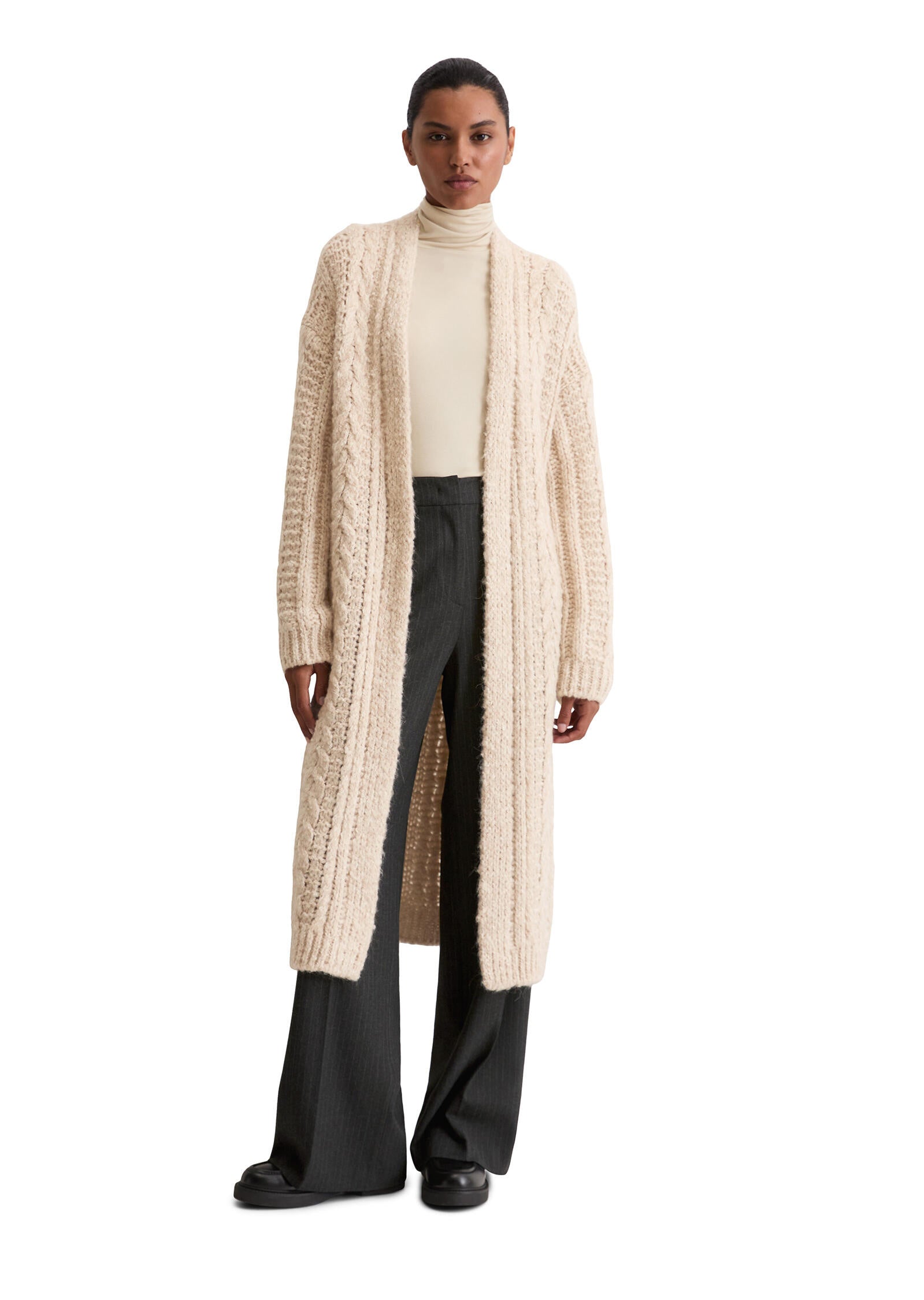 Oversize-Cardigan aus Alpakawolle-Mix - 174-natural stone - Weiß