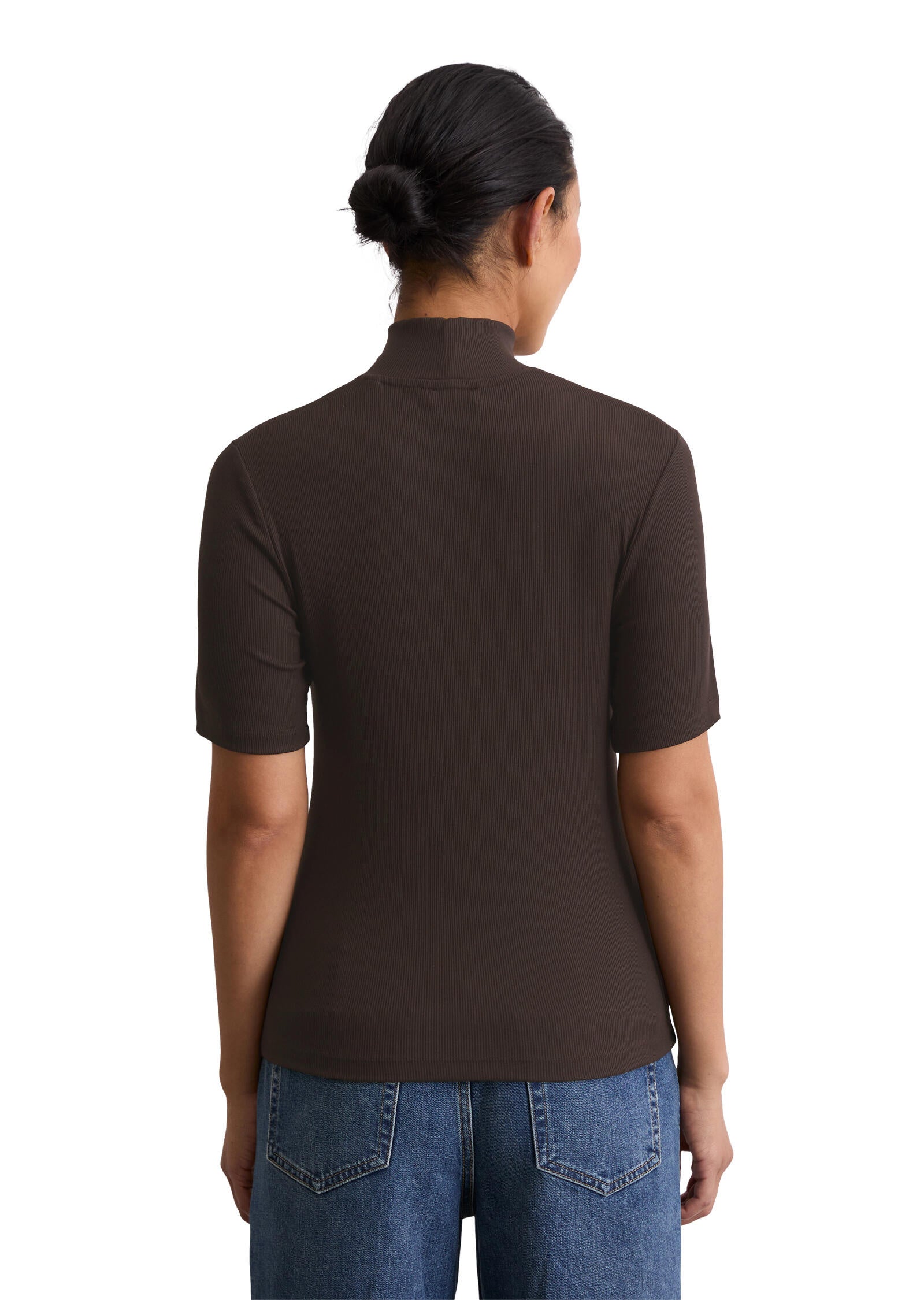 T-Shirt mit Rollkragen in Slim Fit - 796-dark coffee - Braun