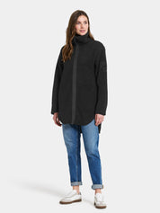 Teddymantel mit Stehkragen - 060-Black - Schwarz