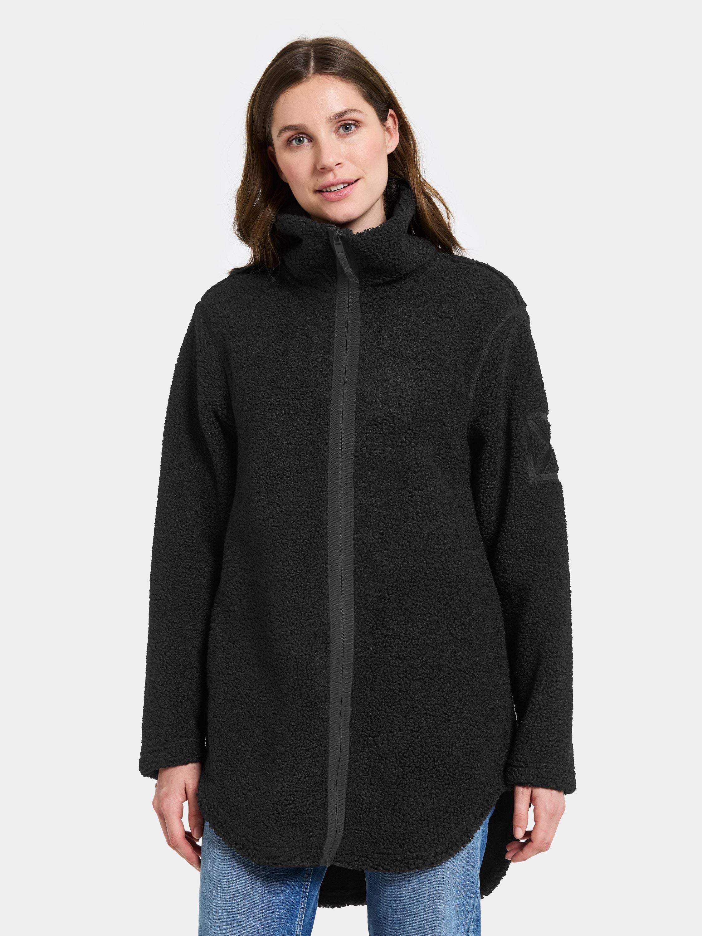 Teddymantel mit Stehkragen - 060-Black - Schwarz