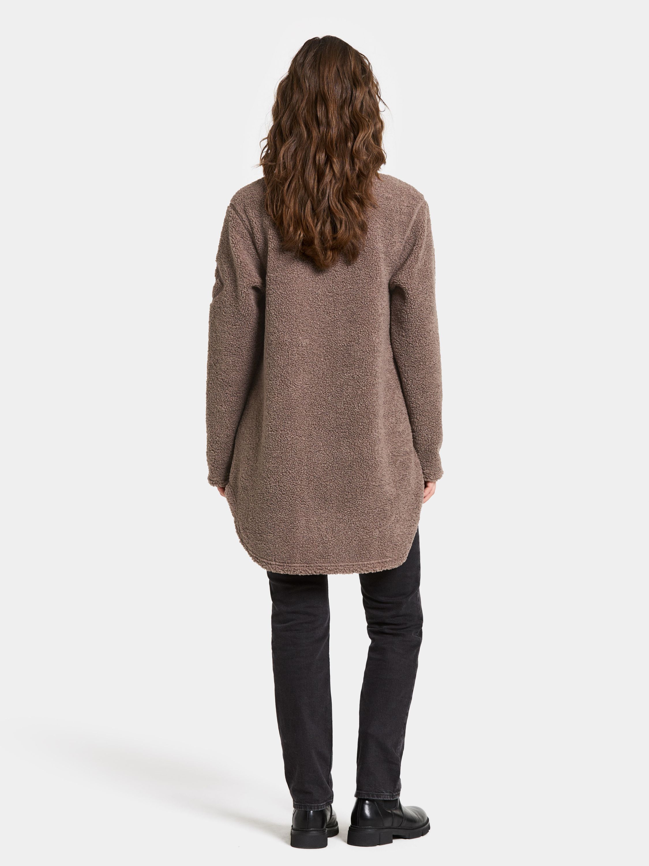 Teddymantel mit Stehkragen - F03-Bark - Braun