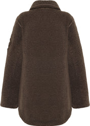 Teddymantel mit Stehkragen - F11-Dark Mocha - Braun