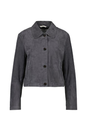 Overshirt aus Leder - 0374-Blue Graphite - Grau