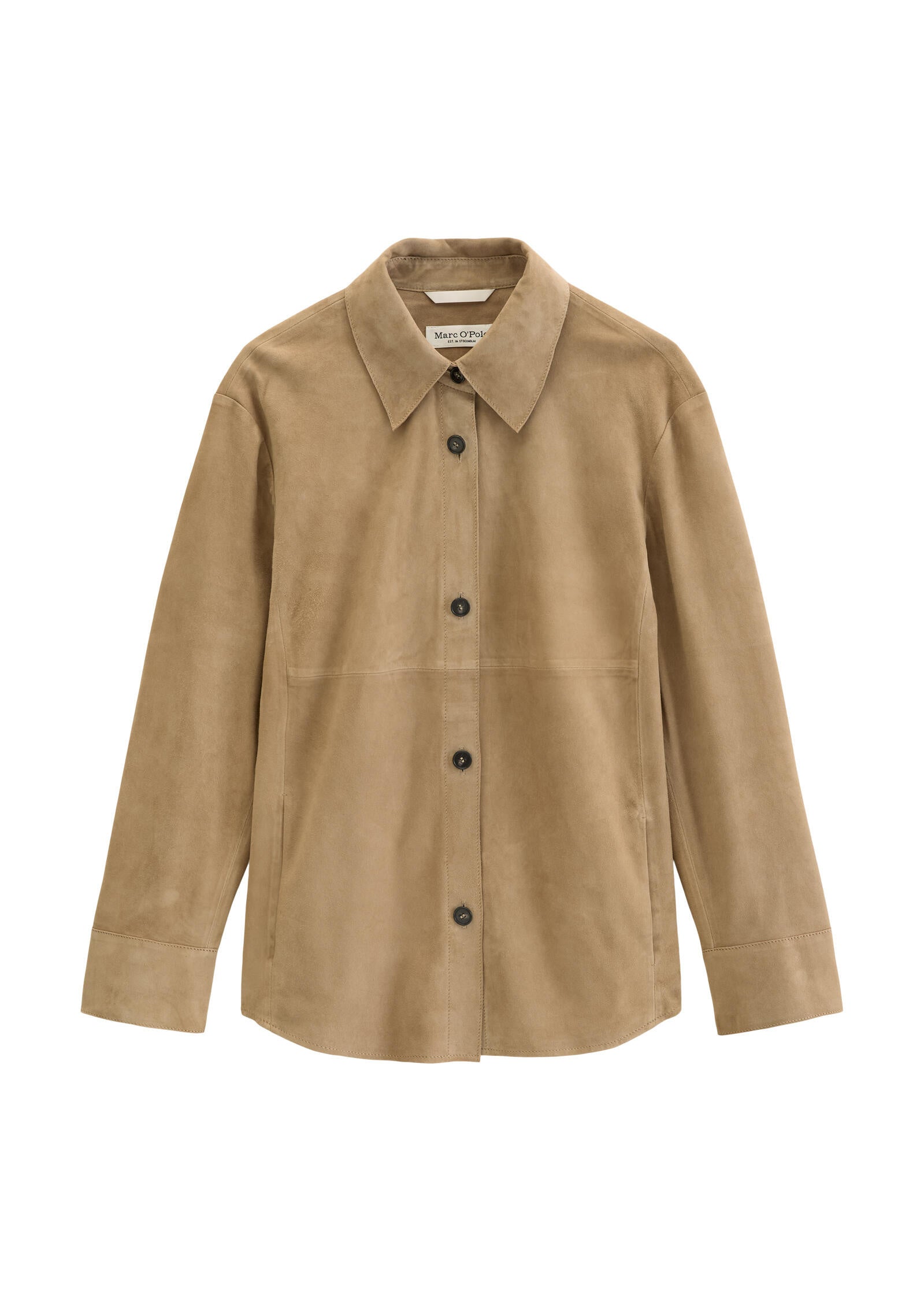 Leder-Overshirt Regular Fit - 1740-Earthy Taupe - Braun