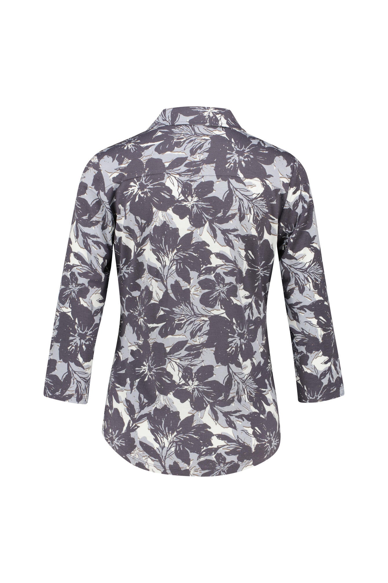 Bluse aus Viskose - 4442-Dark Blue_Multi_03 - Grau