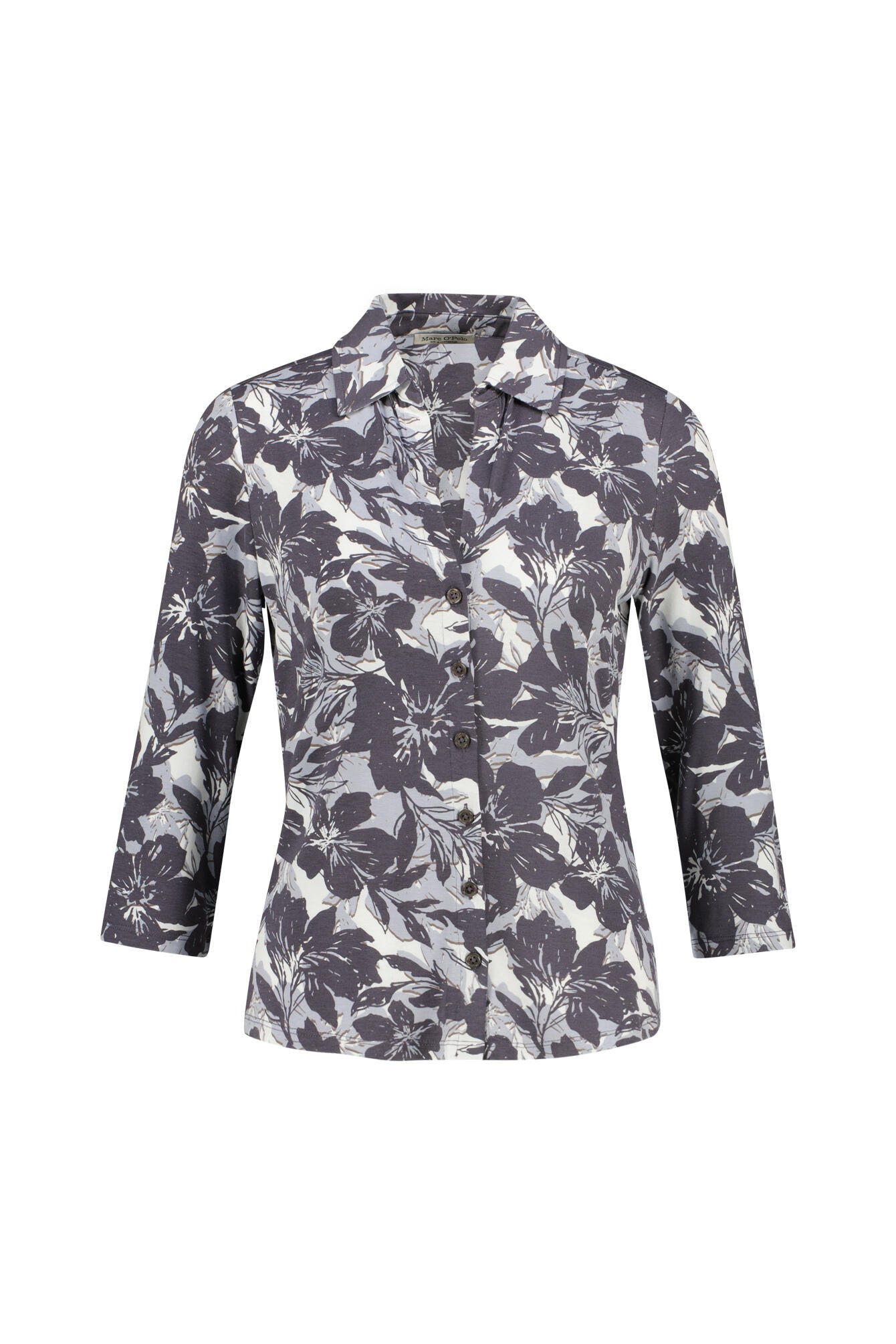 Bluse aus Viskose - 4442-Dark Blue_Multi_03 - Grau