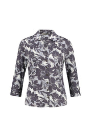 Bluse aus Viskose - 4442-Dark Blue_Multi_03 - Grau