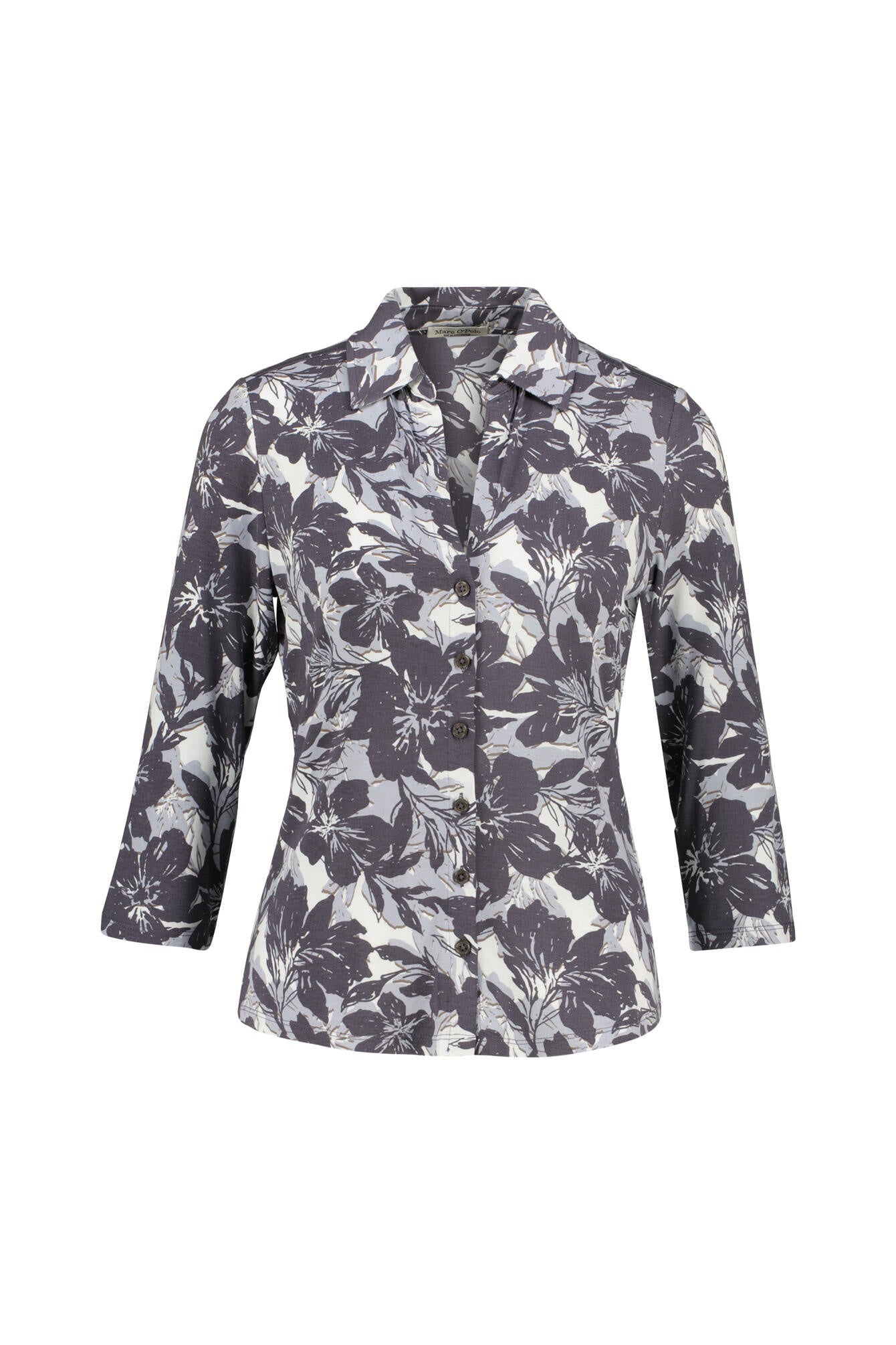 Bluse aus Viskose - 4442-Dark Blue_Multi_03 - Grau