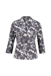 Bluse aus Viskose - 4442-Dark Blue_Multi_03 - Grau