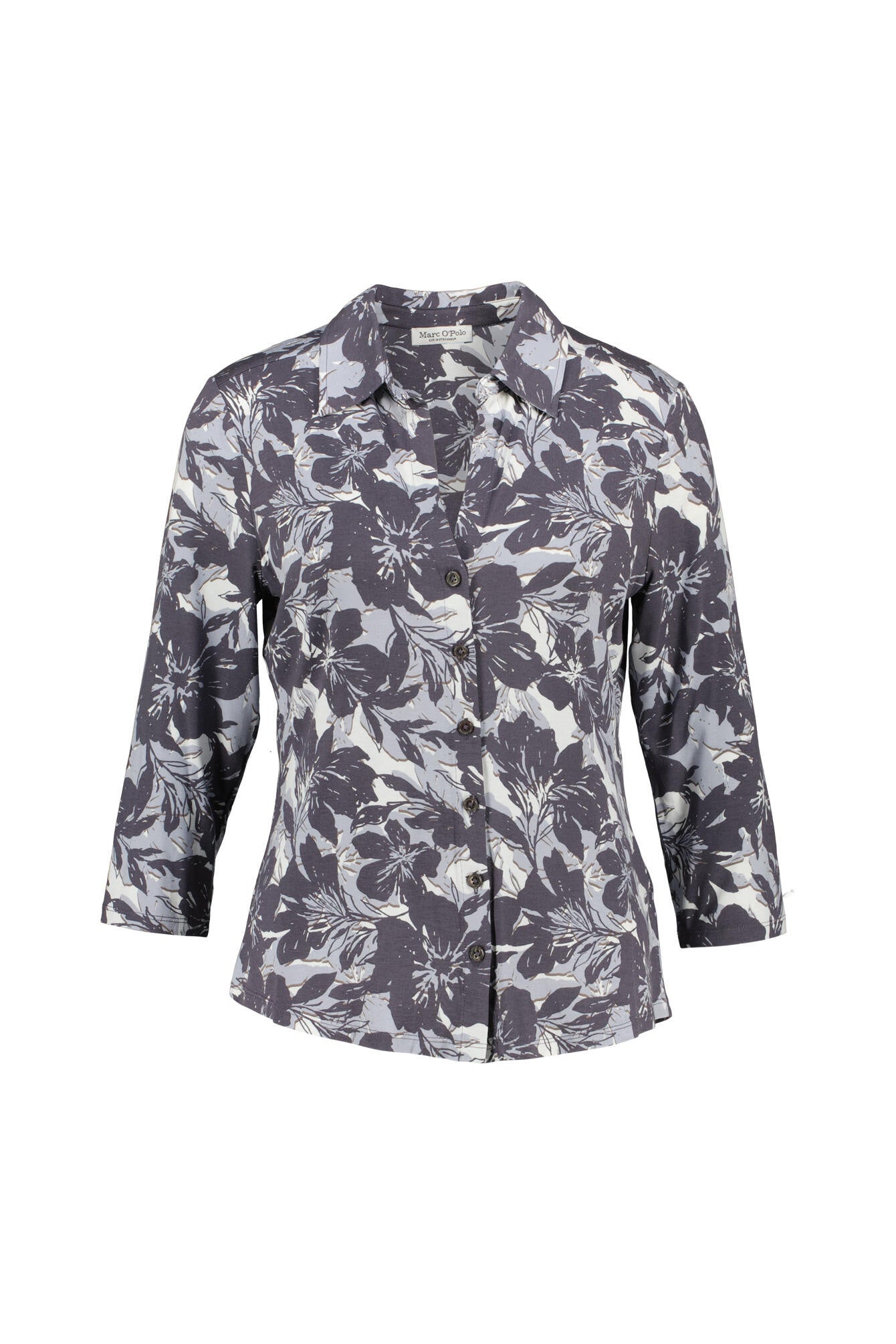 Bluse aus Viskose - 4442-Dark Blue_Multi_03 - Grau