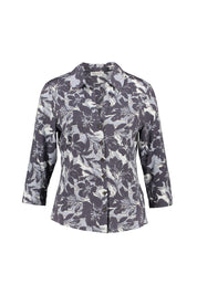 Bluse aus Viskose - 4442-Dark Blue_Multi_03 - Grau