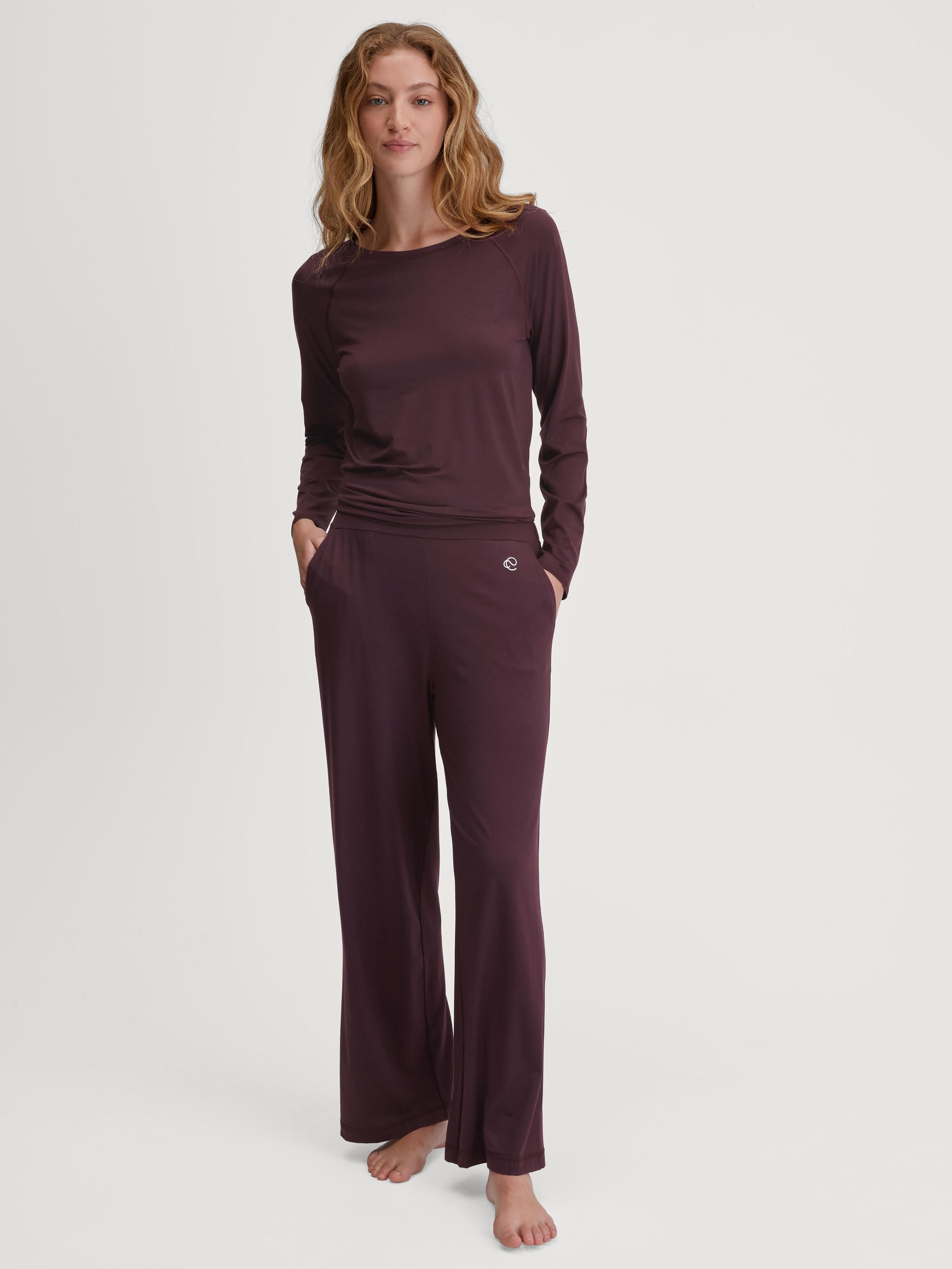 Pyjamahose Loose Fit - 227 black cherry - Rot