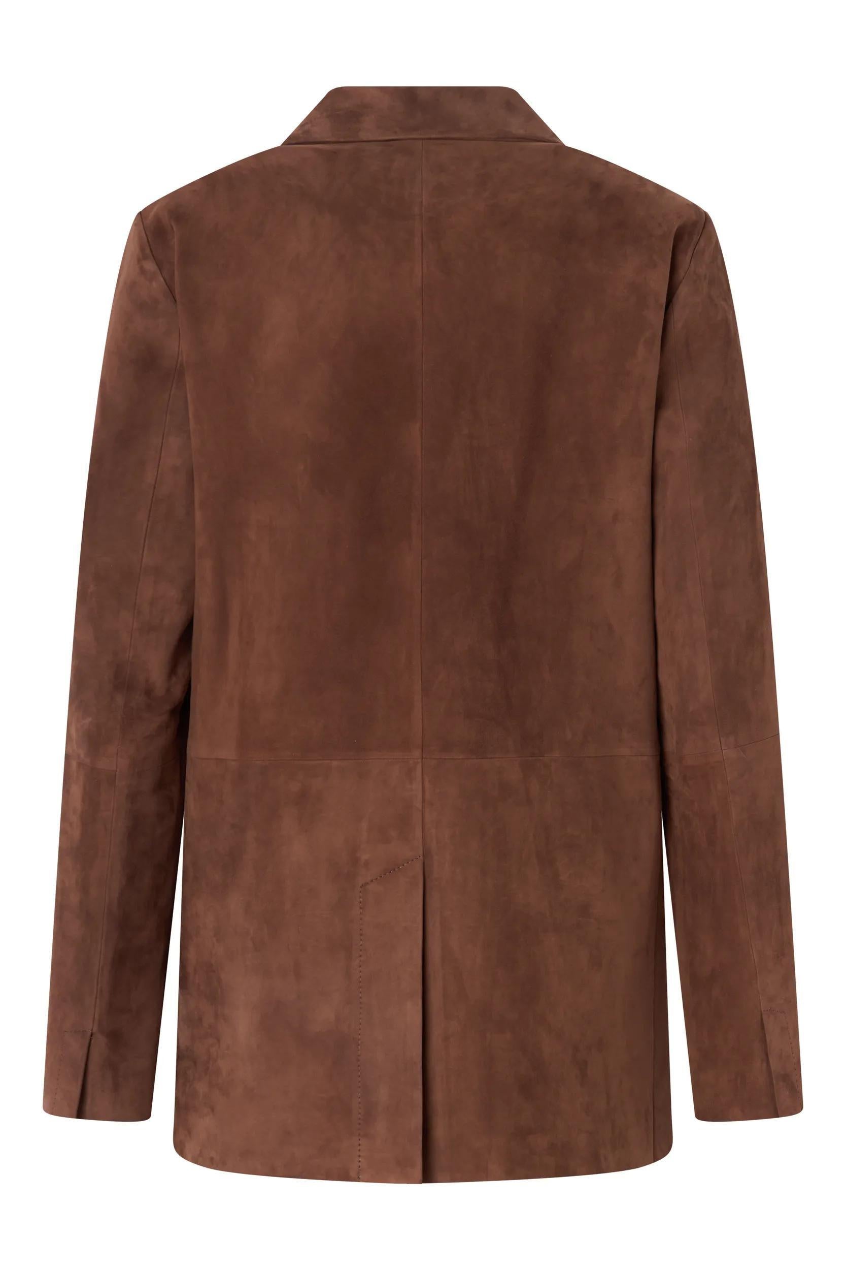 Blazer aus Veloursleder - Medium Brown 215 - Braun