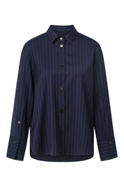 Hemdbluse aus Schurwolle - Navy - Blau