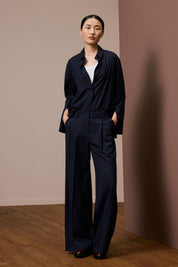 Hemdbluse aus Schurwolle - Navy - Blau