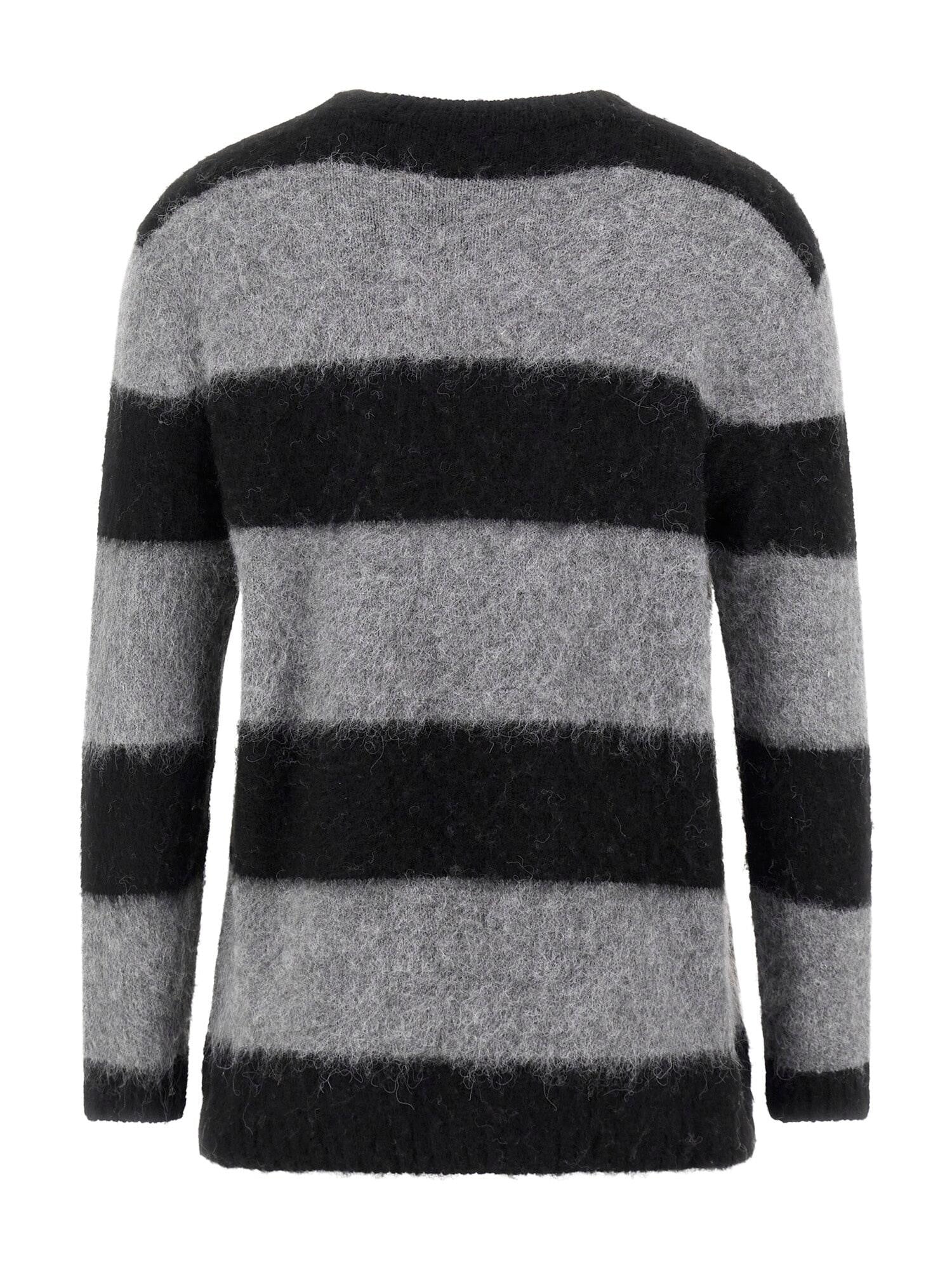 Gestreifter Strickpullover - S93R BLACK AND DARK MELAN - Grau