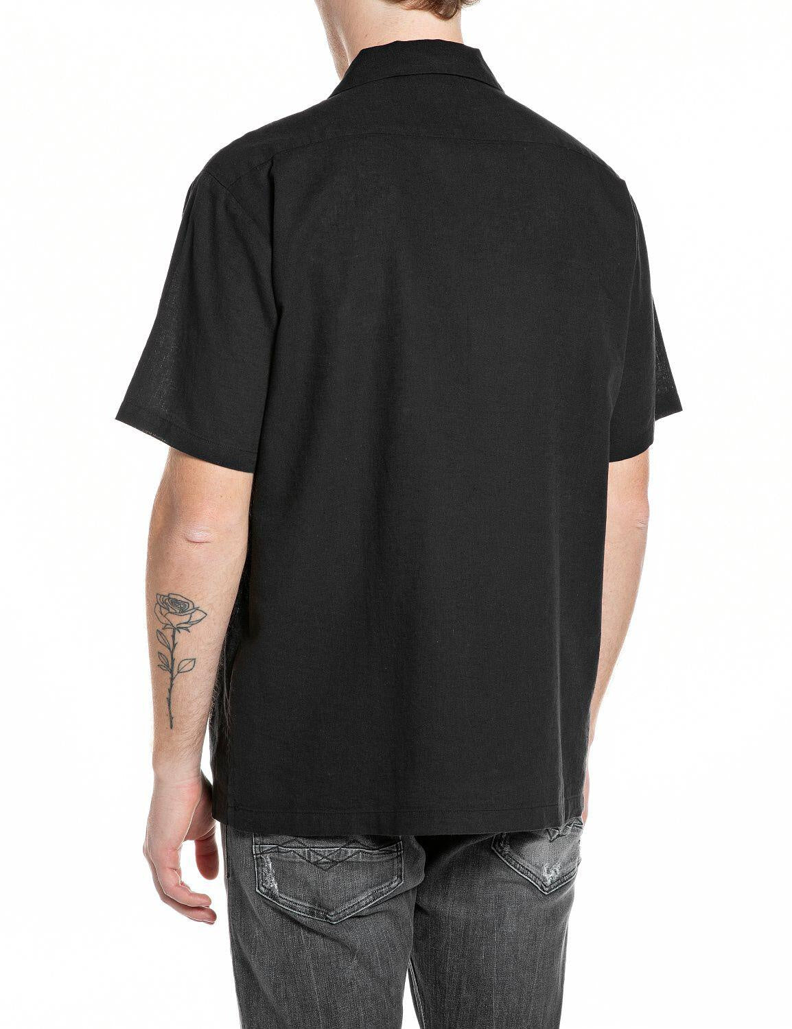 Freizeithemd aus Leinenmix - 098-BLACK - Schwarz