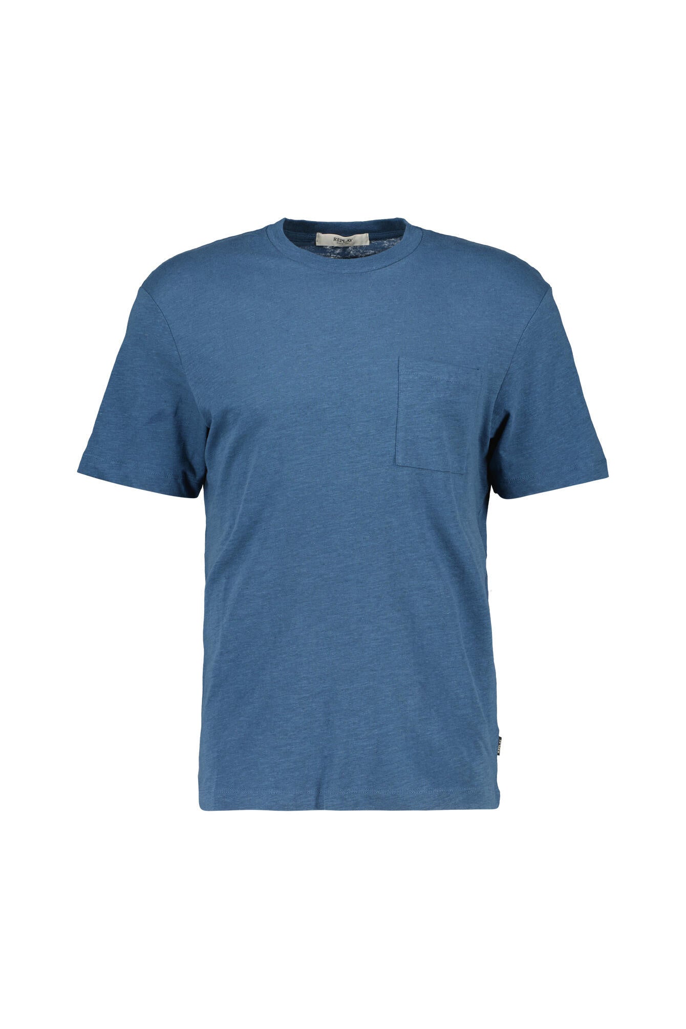 T-Shirt aus Leinenmix - 789-PETROL BLUE - Blau