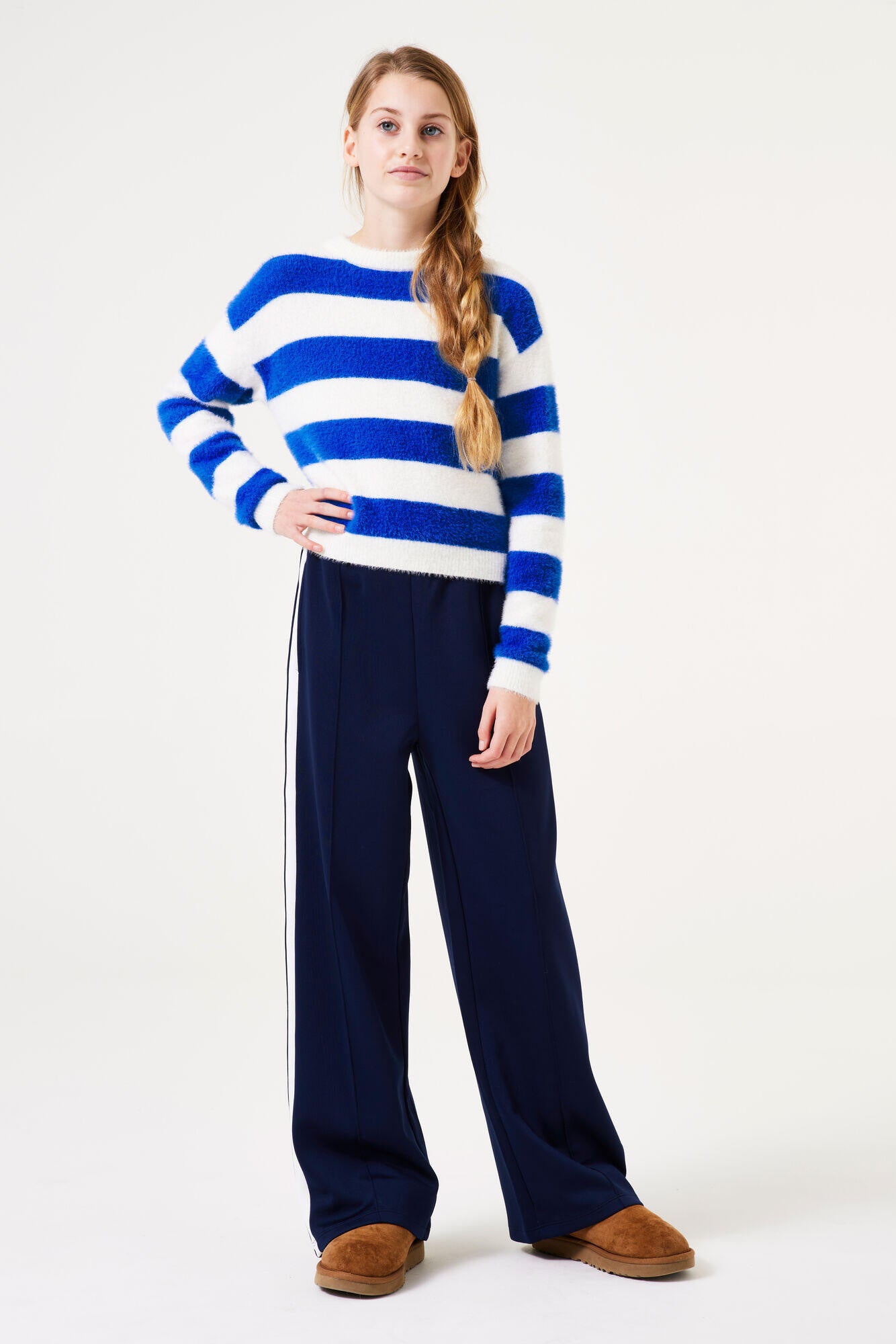 Gestreifter Strickpullover - 4577 - Blau | Weiß