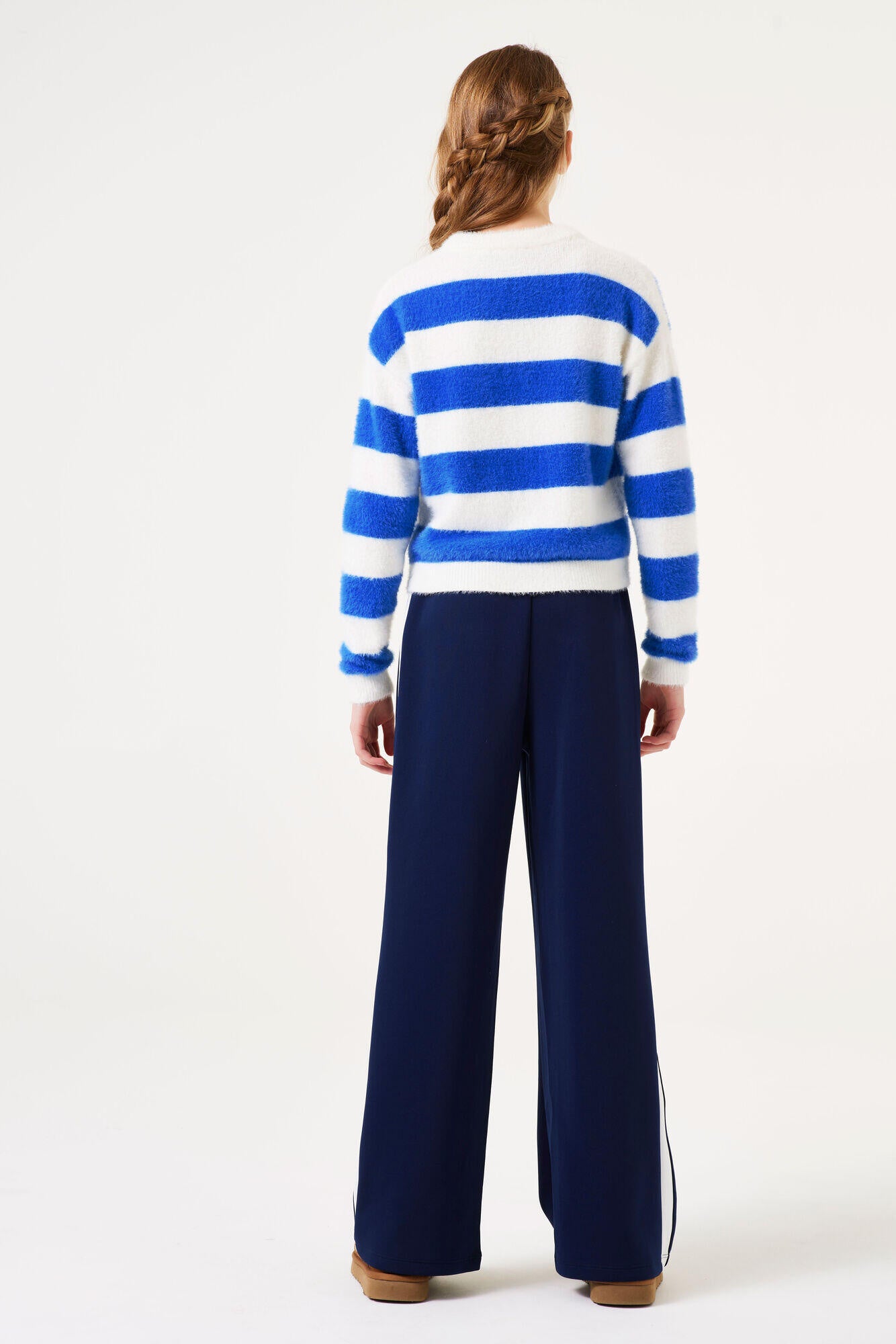 Gestreifter Strickpullover - 4577 - Blau | Weiß