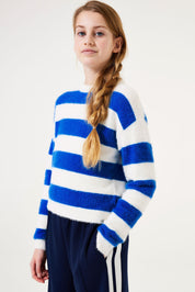 Gestreifter Strickpullover - 4577 - Blau | Weiß