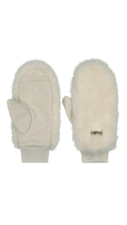 Kunstpelz-Fäustlinge - white - Creme