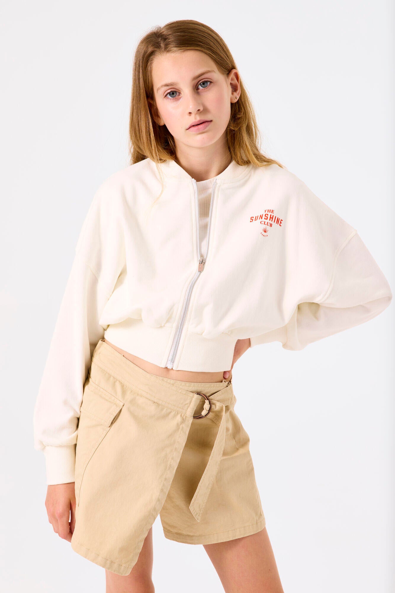 Sweatshirtjacke mit Print - 53 - Weiß