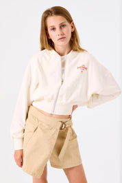 Sweatshirtjacke mit Print - 53 - Weiß