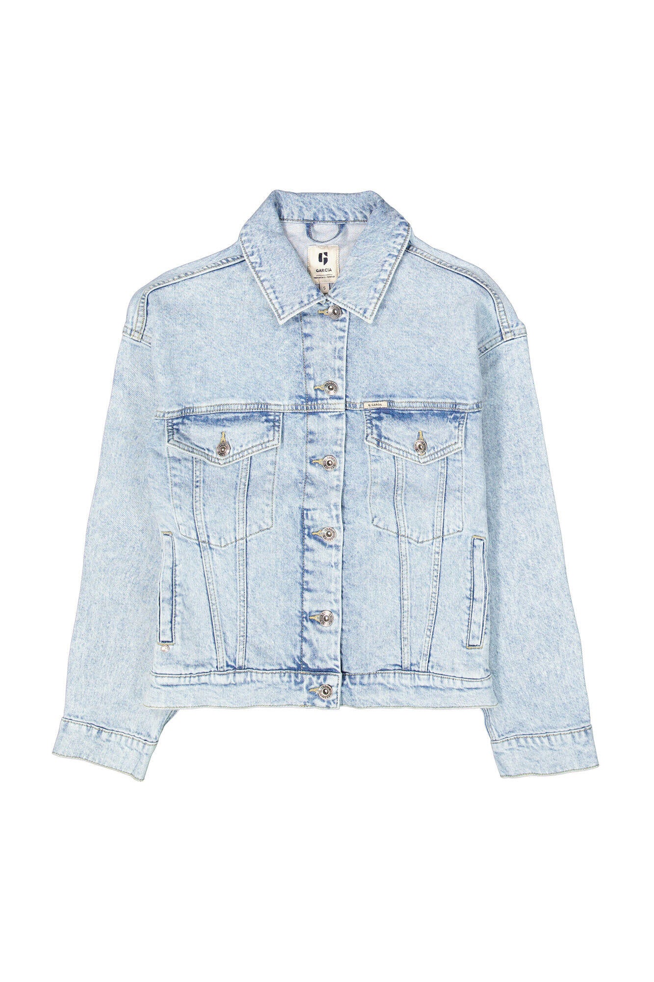 Jeansjacke mit aufliegendem Kragen - 7177 - Blau