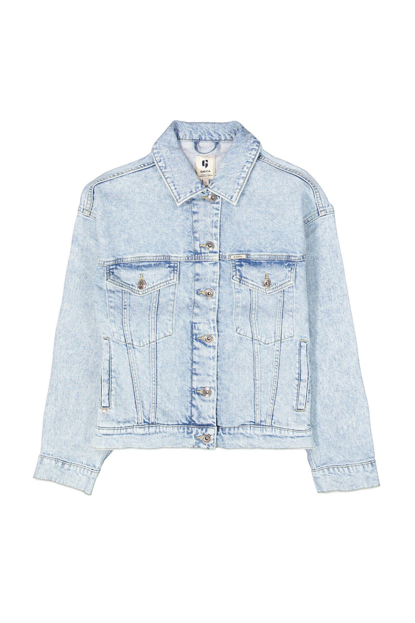 Jeansjacke mit aufliegendem Kragen - 7177 - Blau