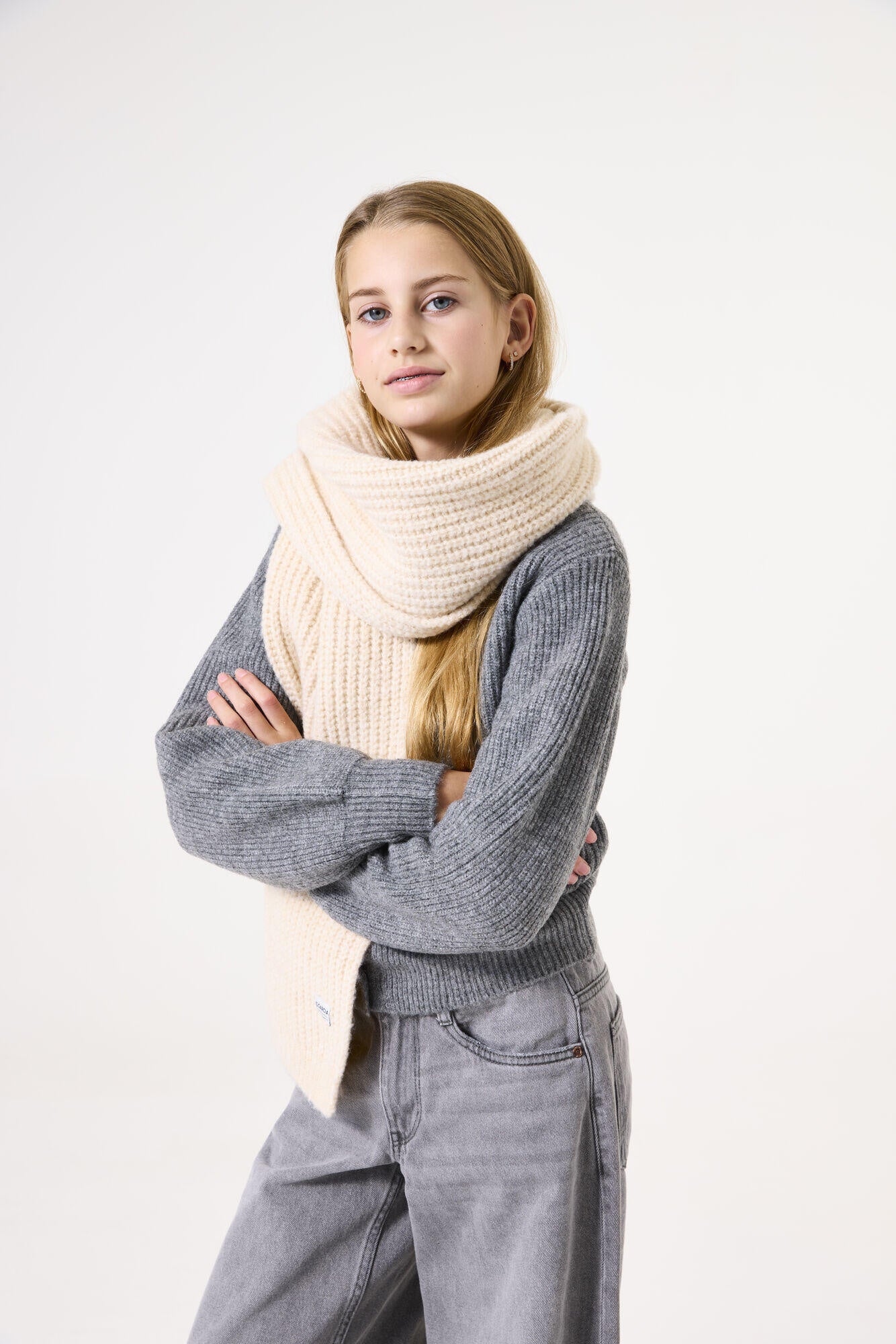 Strickschal - 1529-warm white - Creme