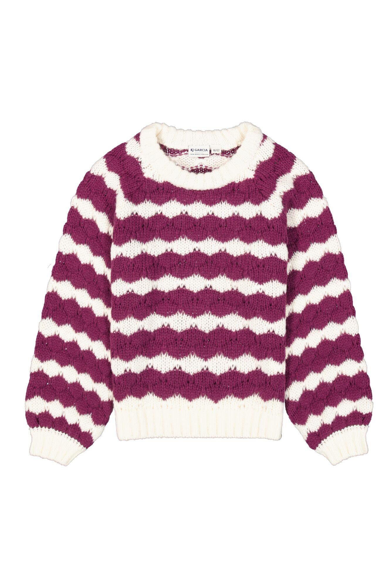 Strickpullover gestreift - 3988-plum purple - Violett