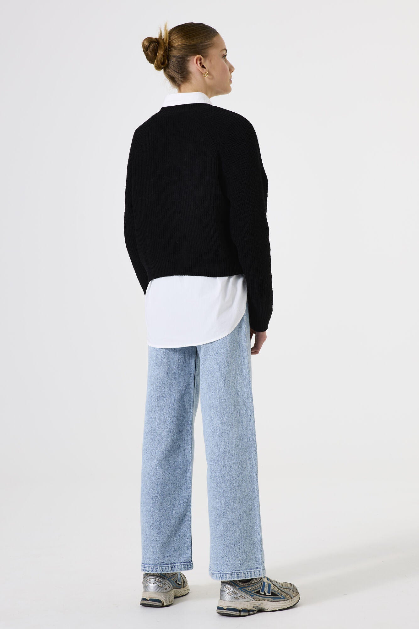 Strickpullover mit Rundhalsausschnitt - 1755-off black - Schwarz