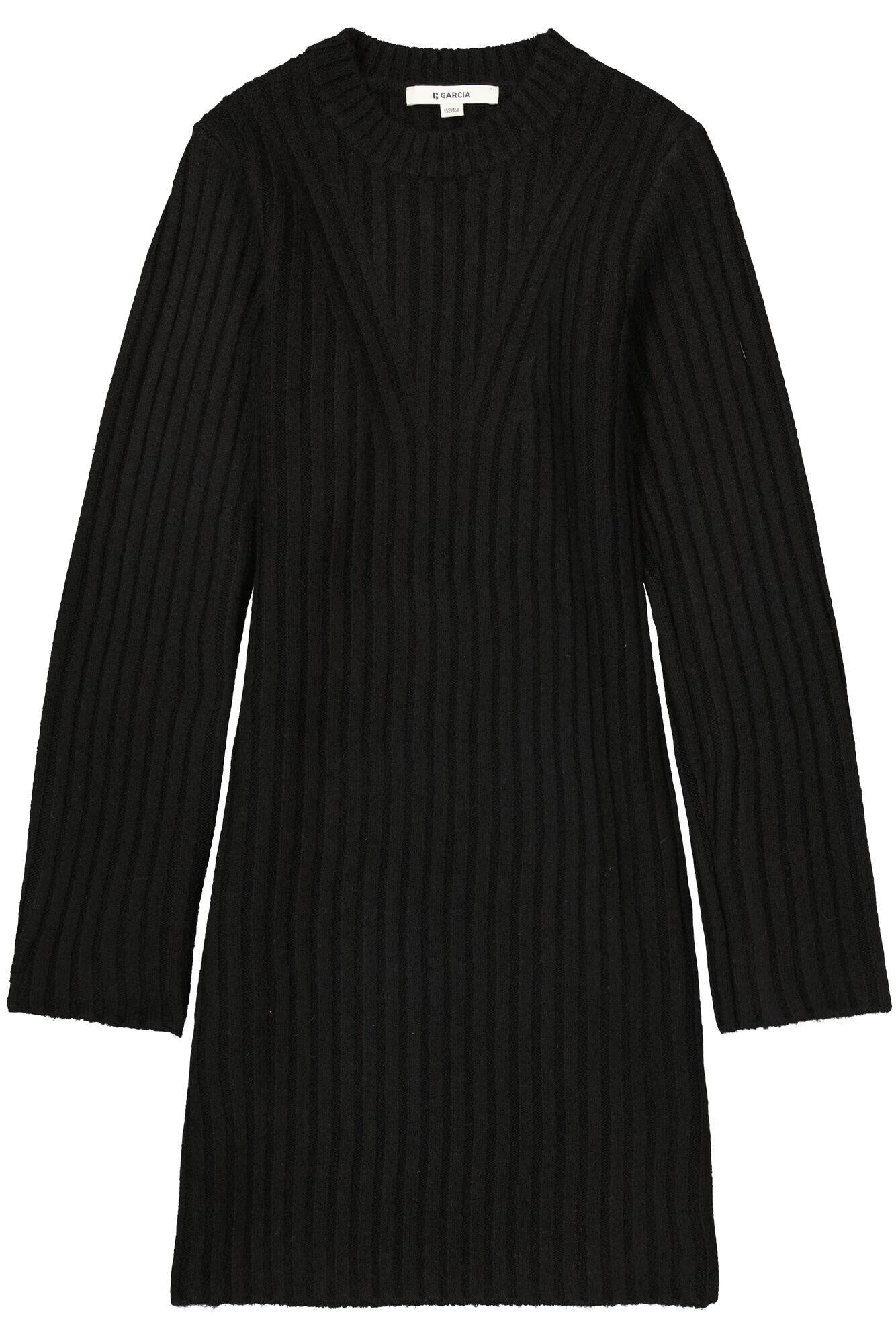 Strickkleid Midi mit Rundhalsausschnitt - 1755-off black - Schwarz