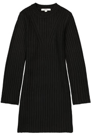 Strickkleid Midi mit Rundhalsausschnitt - 1755-off black - Schwarz