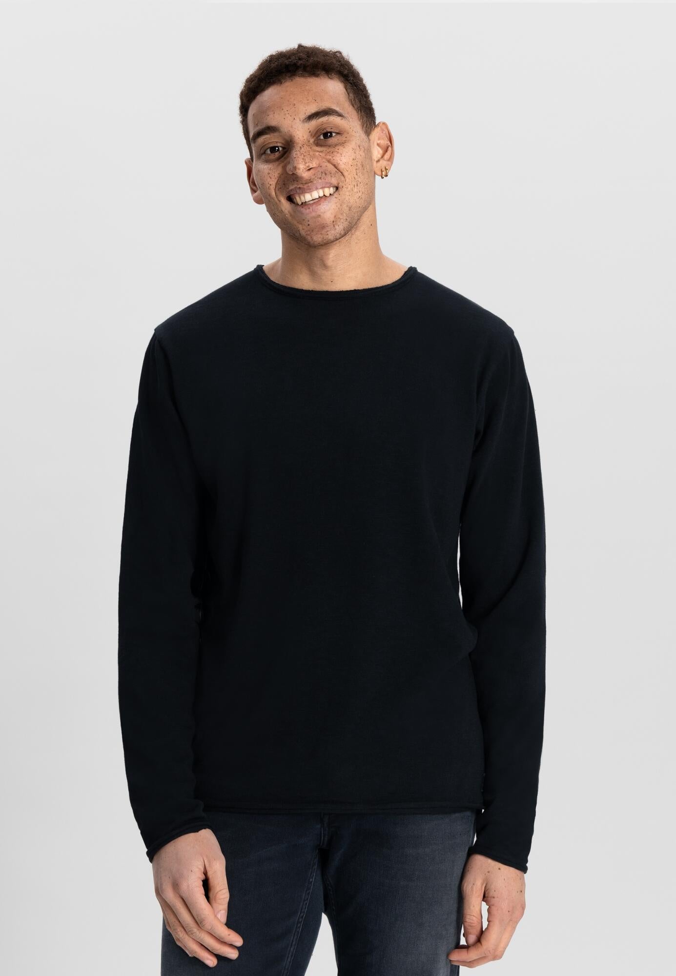 Langarmshirt aus Bio-Baumwolle - 999-Black - Schwarz