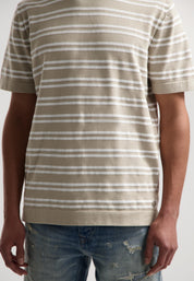 T-Shirt gestreift aus Baumwolle - 808-Aluminium - Beige