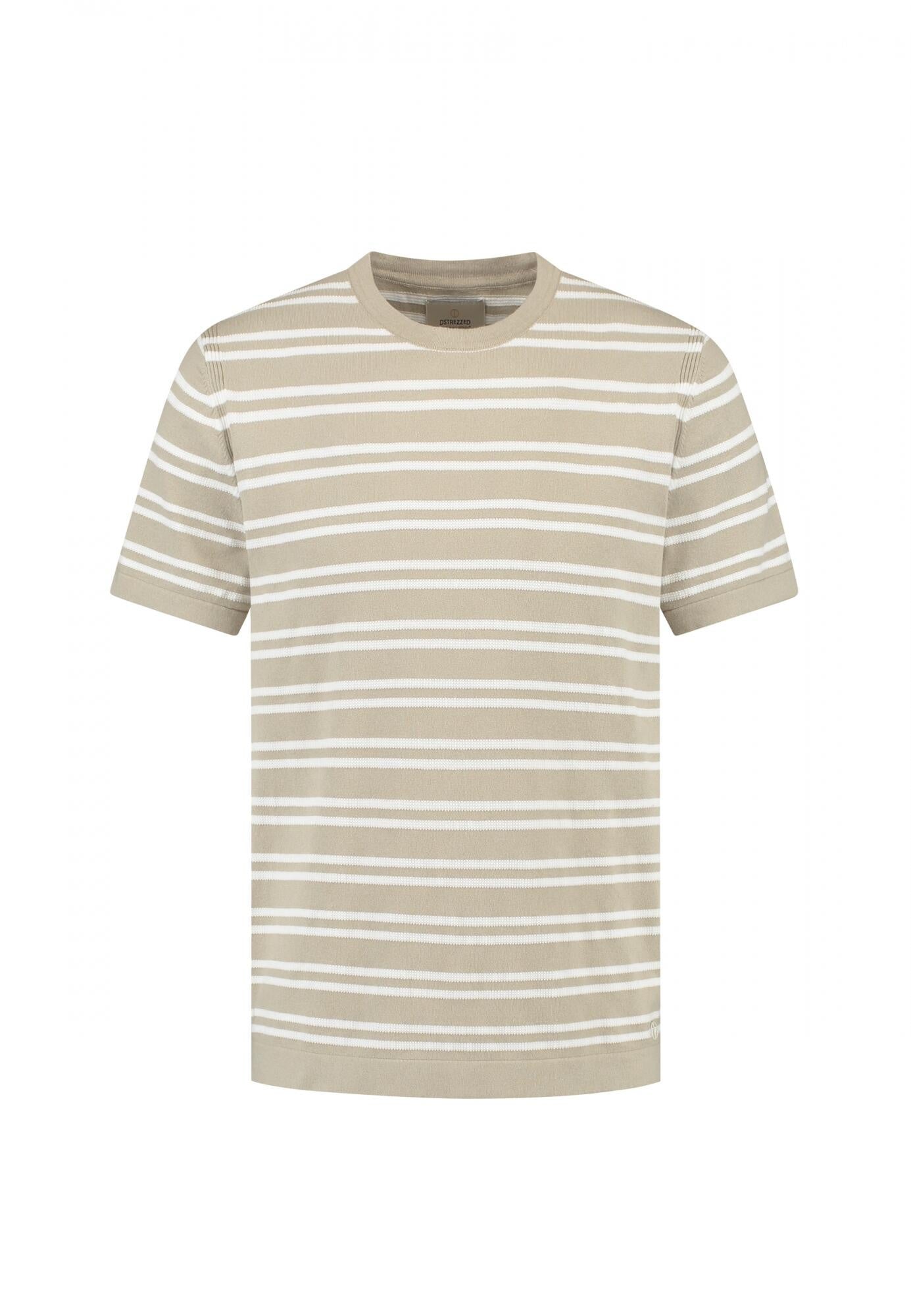 T-Shirt gestreift aus Baumwolle - 808-Aluminium - Beige